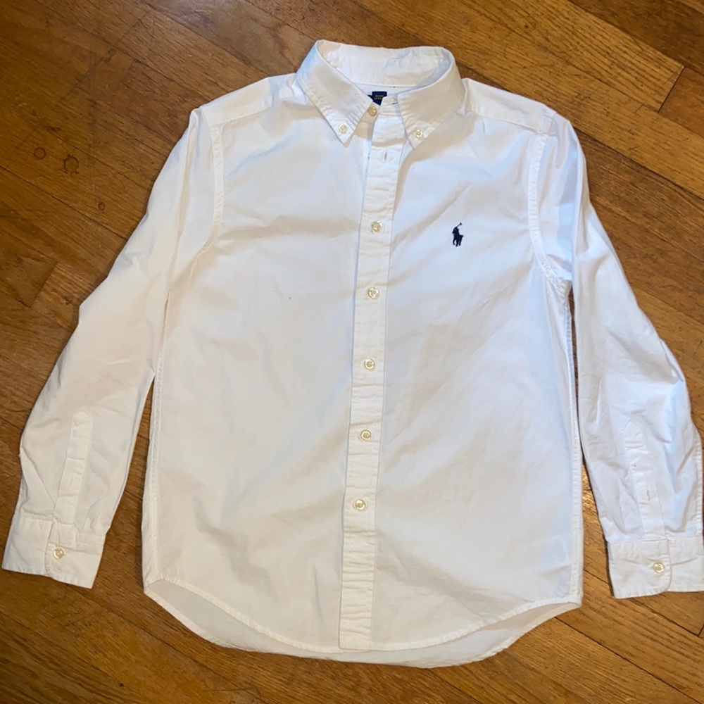 Ralph Lauren White Boys Button Down 10-12
